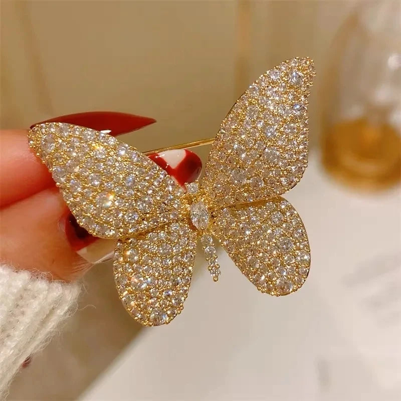Fashion Crystal Red Cherry Brooches For Women Clothing Cute Alloy Crystal Fruit Enamel Pins Party Jewelry Gifts