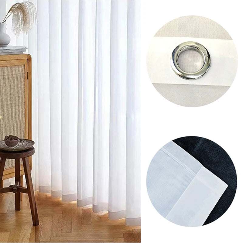 Asazal Solid White Tulle Luxurious Chiffon Sheer Window Curtains For Living Room Modern Voile Organza Drapes Bedroom Decoration