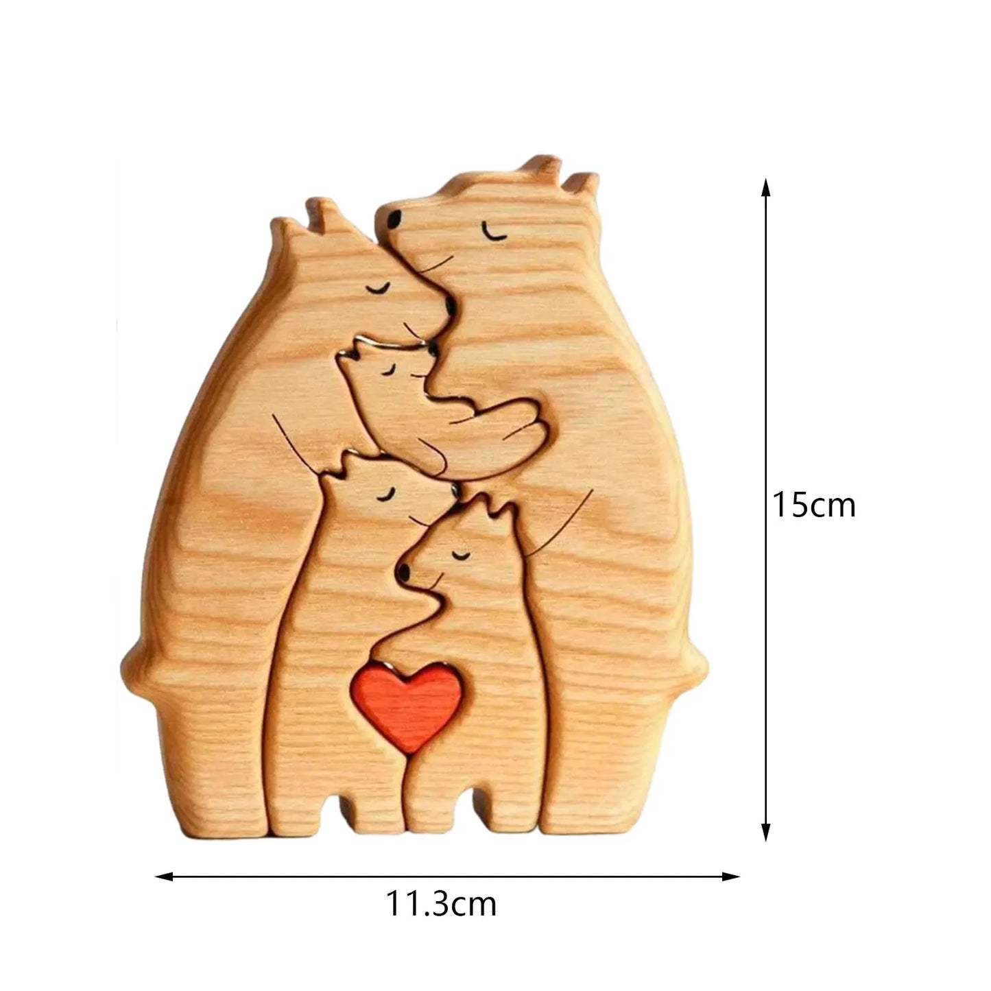 Bear Family Theme Wooden Art Puzzle Wooden Sculpture DIY Cute Family Member of Bears Puzzle Home Desktop Decor Mothers Day Gift