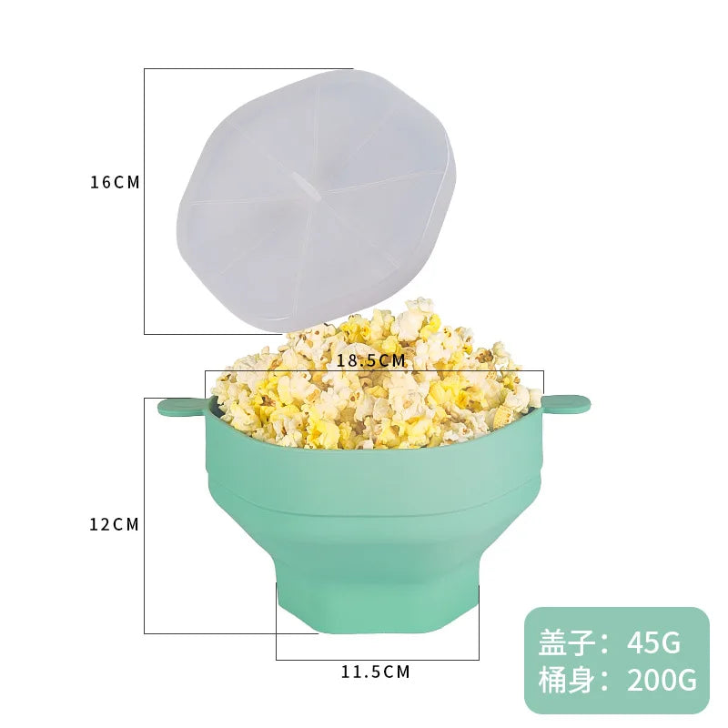 Silicone Microwave Popcorn Bowl Foldable Popcorn Maker Bucket Bowl with Lid Folding Large Capacity Popcorn Kitchen Baking Tools