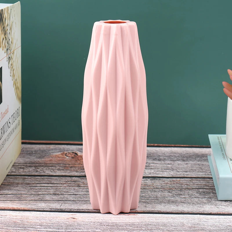 Flower Vase Decoration Home Plastic Vase White Imitation Ceramic Flower Pot