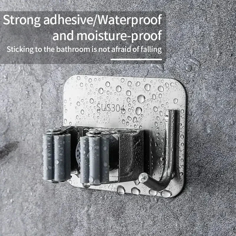 Multi-Purpose Hooks Adhesive Wall Hanging Mop Rack Broom Hanger Hook Kitchen Bathroom Organization Home Organizer Accessories 