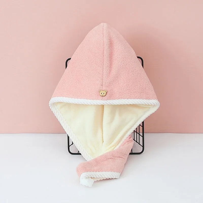 1pcs Women Hair Towel Wrap Drying Hair Turban Quick-dry Polyester Hair Towel Cap Hat Bath Hat Solid Towel Cap Super Absorption
