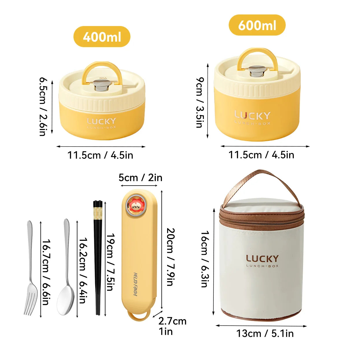 WORTHBUY 304 Stainless Steel Thermal Bento Lunch Box With Cutlery&Bag Microwave Sealed Leak-proof Insulated Food Container