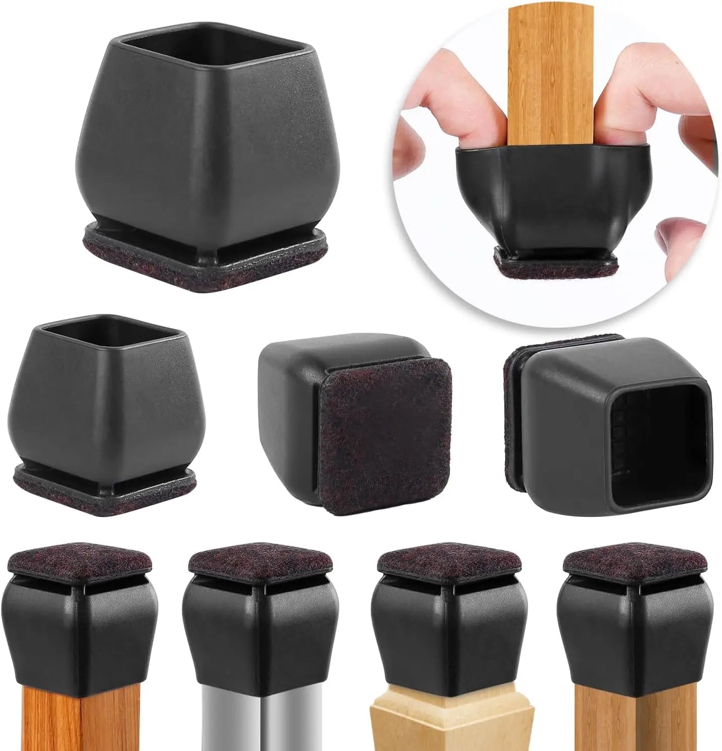 8PCS Chair Foot Cover Diagonal Leg Floor Protectors with Thick Wrap Felt Pads Silicone Furniture Table Feet Protect Floors