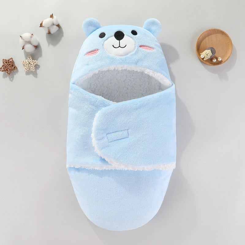 Soft Baby Sleeping Bags Warm Autumn and Winter Newborn Baby Wrap Blankets CartoonCocoon for babies Flannel Baby Sleepsack 0-9M