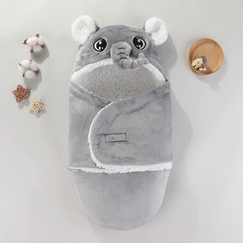 Soft Baby Sleeping Bags Warm Autumn and Winter Newborn Baby Wrap Blankets CartoonCocoon for babies Flannel Baby Sleepsack 0-9M