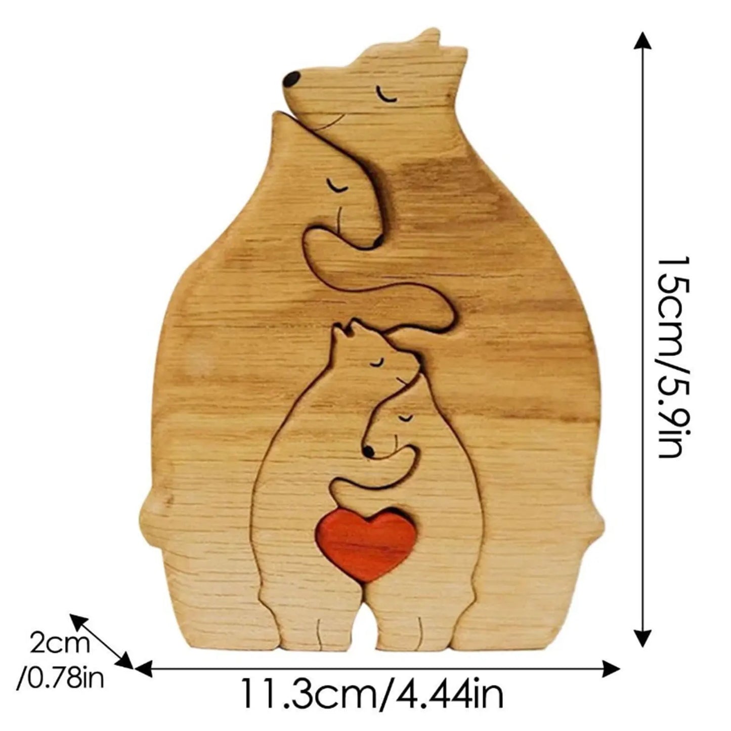 Bear Family Theme Wooden Art Puzzle Wooden Sculpture DIY Cute Family Member of Bears Puzzle Home Desktop Decor Mothers Day Gift