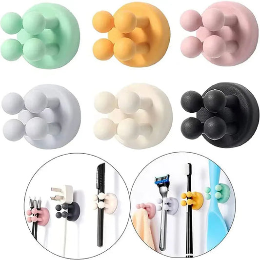 6/1pcs Punch Free Silicone Hook for Bathroom Razor Holder Storage Hook Wall Shaving Shaver Shelf Toothbrush Holders Organization