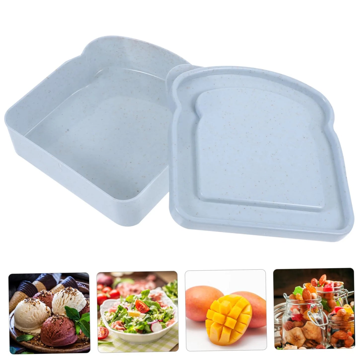 Toast Shaped Bamboo Fiber Portable Lunch Box With Lid Toast Bread Sandwich Box Kitchen Outdoor Picnic Large-capacity Bento Box