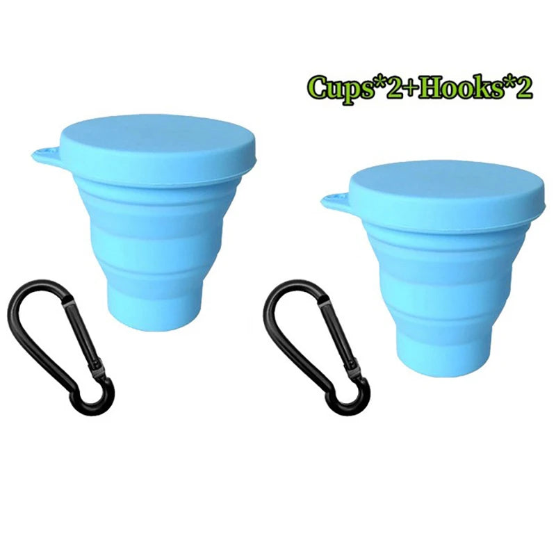 180ML Folding Cup Mini Retractable Cup Silicone Portable Teacup Outdoor Travel Coffee Telescopic Drinking Mug with Lid