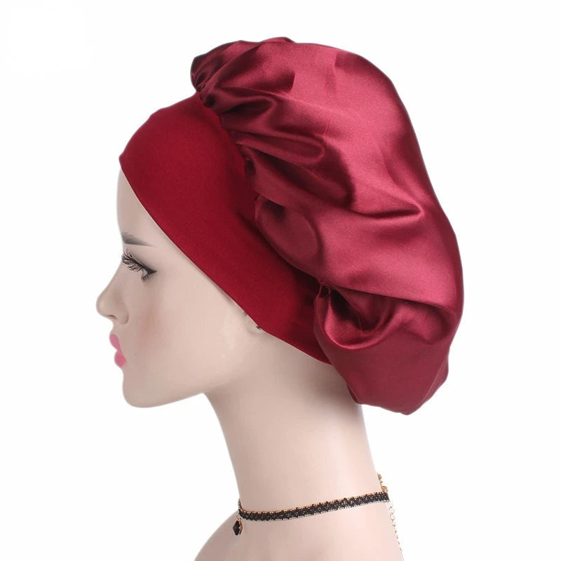 New 1pcs Silk Bonnet for Sleeping Round Haircare Women Shower Cap Head Shower Hat Hair Accessories Bathroom Products Hair Bonnet