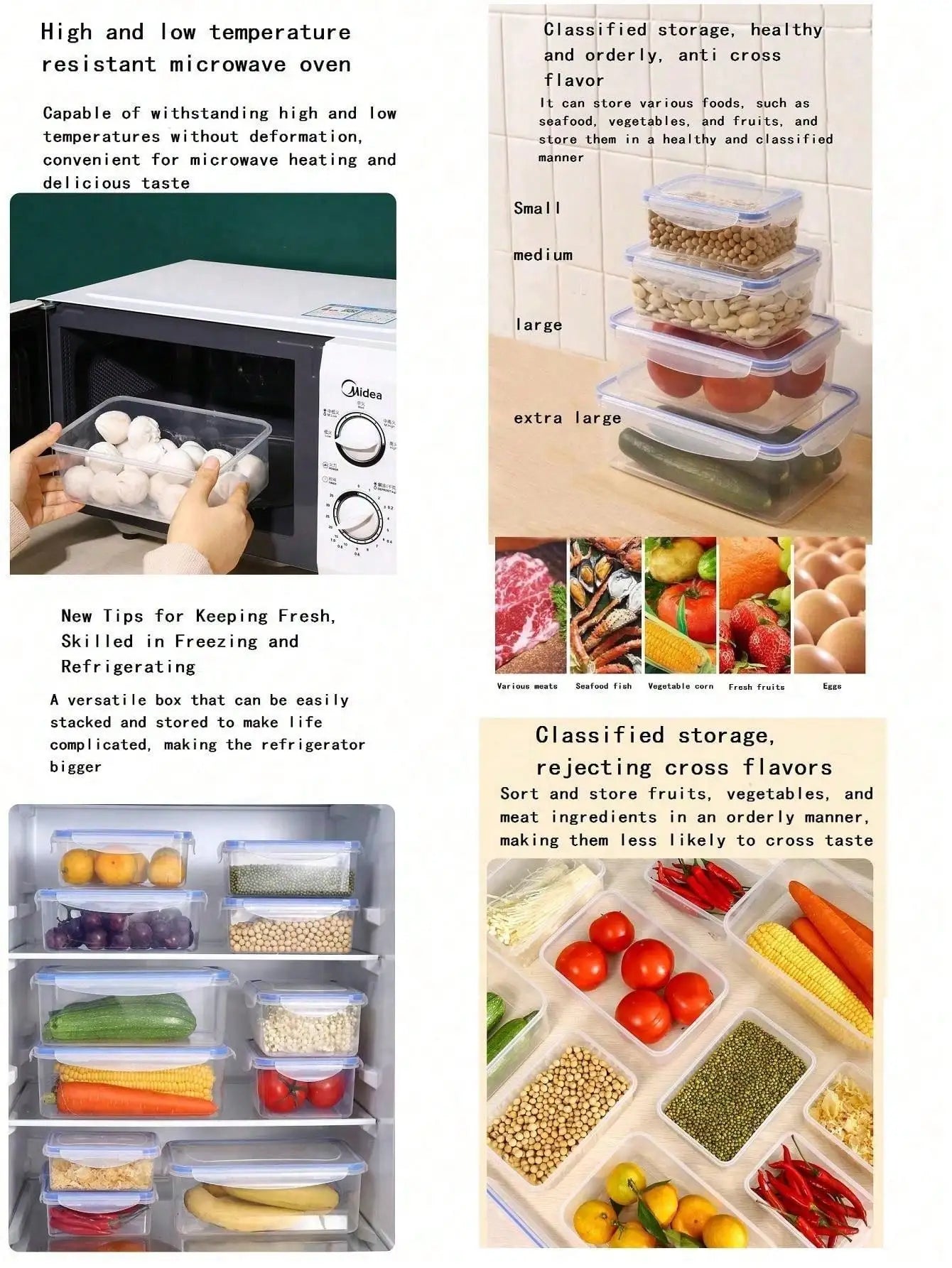 Sealed rectangular refrigerator storage box with lid Plastic crisper microwave heating lunch box with lid office workers