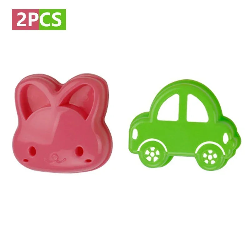 2pcs Sandwich Mould Bear Cat Rabbit Car Shaped Bread Mold Cake Biscuit Embossing Device Crust Cookie Cutter Baking Pastry Tools