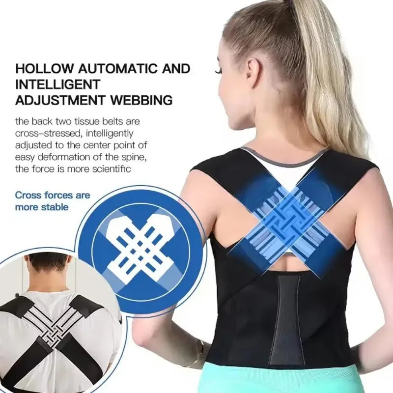 Posture Back Brace Adjustable Back Support Strap to Prevent Spinal Distortion and Hunchback Suitable for Men and Women