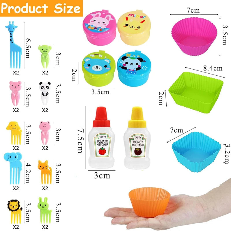 Mini Fruit Forks For Children Kids Cute Animal Snack Food Picks Toothpicks Bento-Box Accessories Set Silicone Lunch Box Dividers