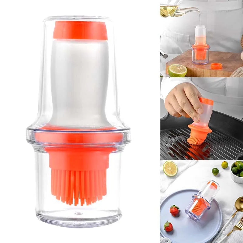 Oil Bottle with Silicone Basting Brush Pastry Basting Brush Cooking Brush for Baking ，Cooking Food，Sauce Butter Oil, Barbecue