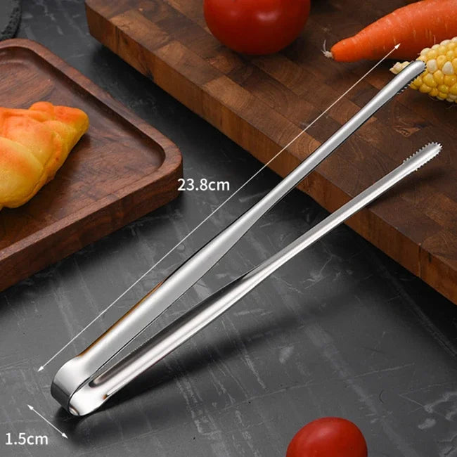 Stainless Steel Grill Tongs Food Clip BBQ Steak Clip Bread Tong Cooking Utensils Party Non-Slip Kitchen Gadgets Accessories