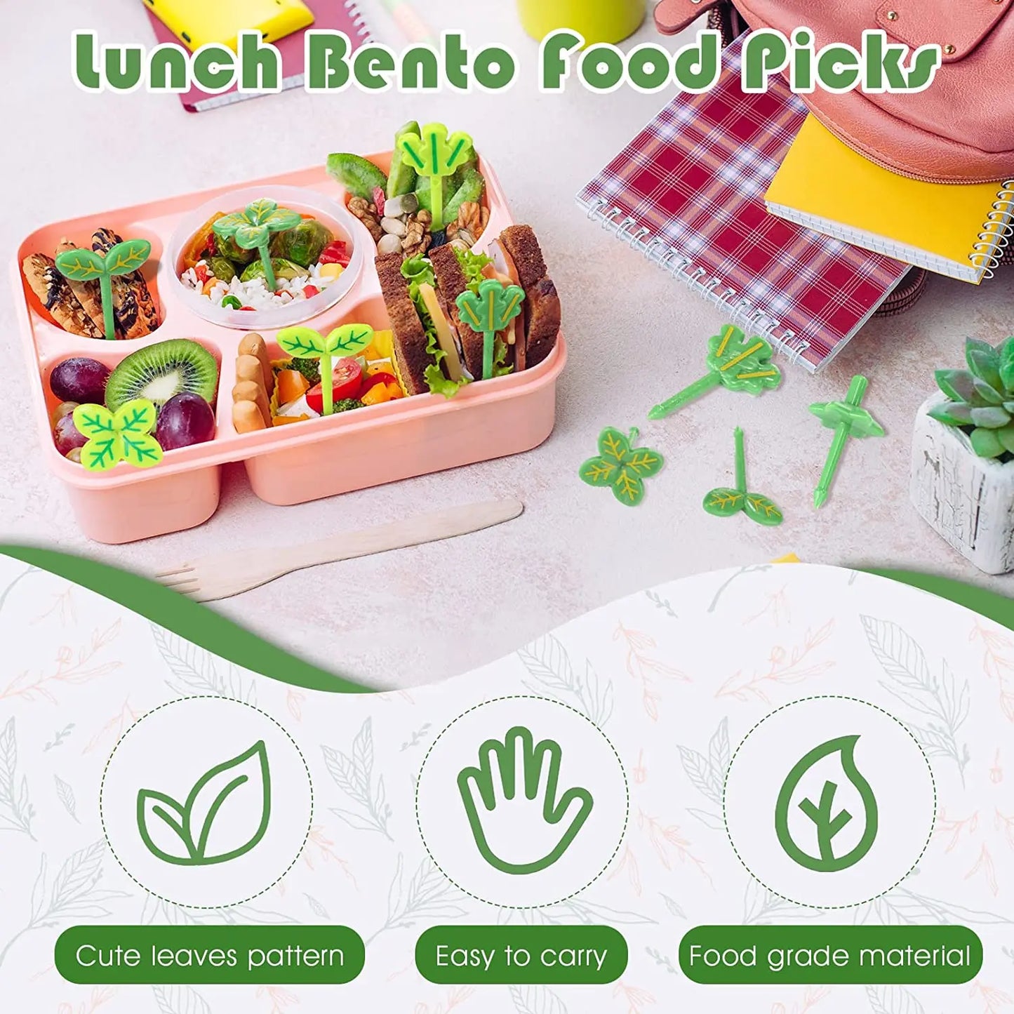 8pcs Fruit Fork Toothpick Four-leaf Clover Plastic Decoration Lunch Box Bento Food Picks Dessert Fork Bento Box Accessories