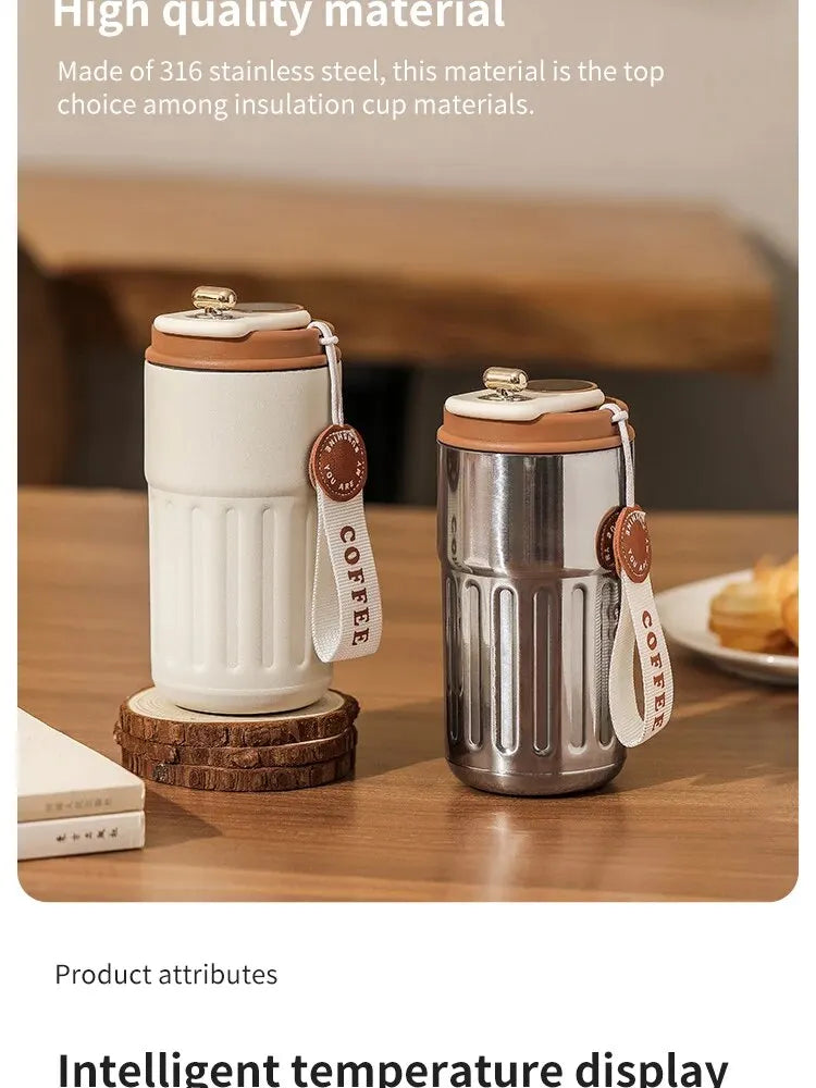 450ml Thermos Bottle Smart Display Temperature 316 Stainless Steel Vacuum Cup Office Coffee Cup Business Portable Thermal Mug