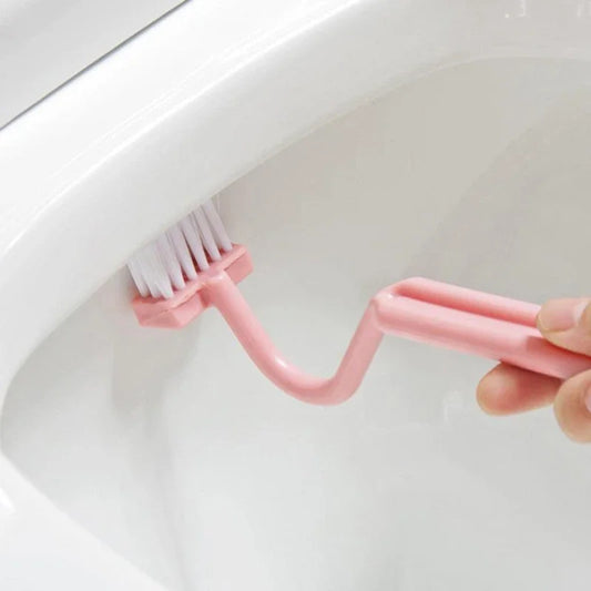 Toilet Cleaning Brush S Shape Portable Wc Scrubber Curved Side Bending Handle Corner