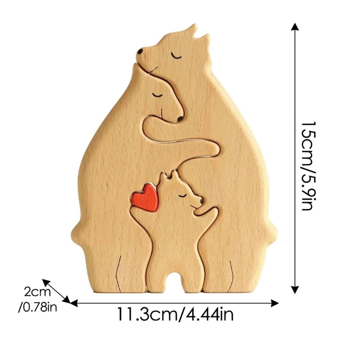 Bear Family Theme Wooden Art Puzzle Wooden Sculpture DIY Cute Family Member of Bears Puzzle Home Desktop Decor Mothers Day Gift