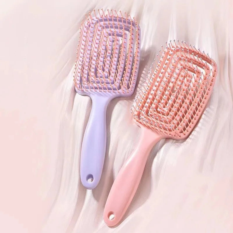 1Pcs Elastic Massage Comb Hollow Out Hair Brush Scalp Massage Combs Hair Styling Detangler Fast Blow Drying Detangling Tool