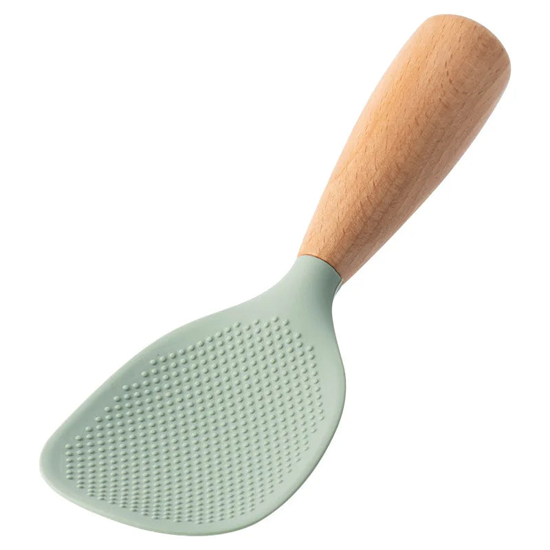 Silicone Kitchen Utensils Set Wooden Handle Non-stick Spatula Cookware Set Fried Shovel Leaky Spoon Rice Spoon Kitchen Tool Sets