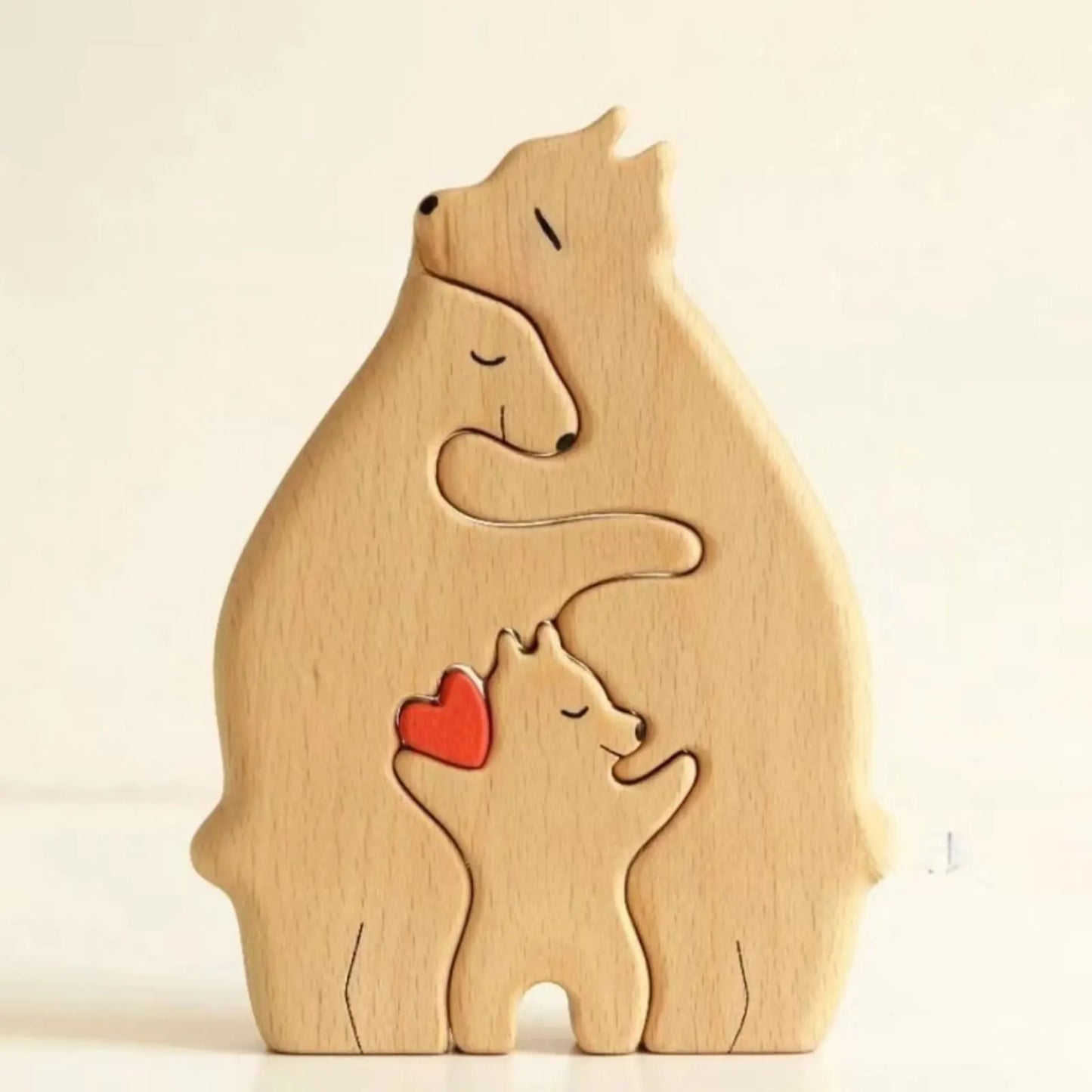 Bear Family Theme Wooden Art Puzzle Wooden Sculpture DIY Cute Family Member of Bears Puzzle Home Desktop Decor Mothers Day Gift