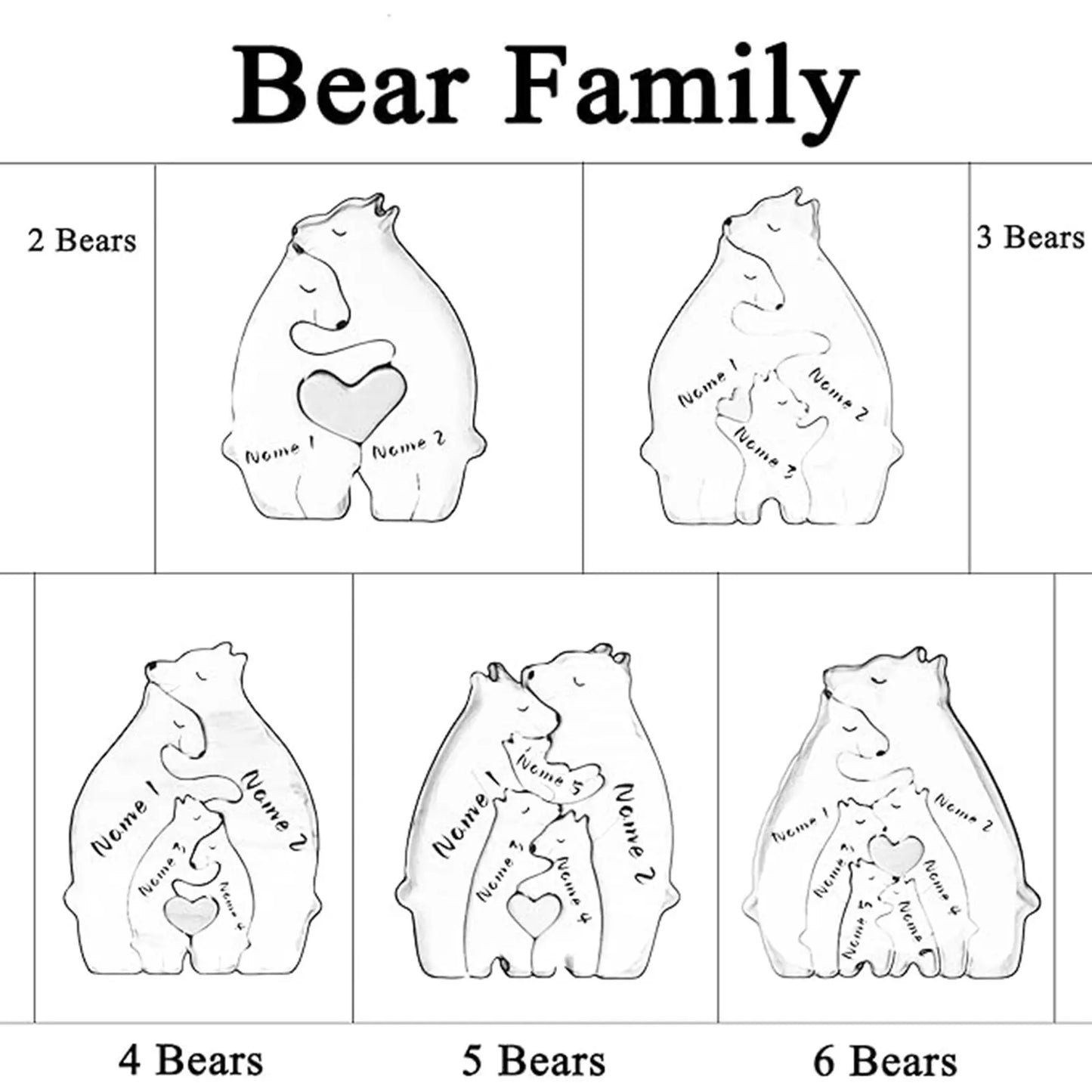 Bear Family Theme Wooden Art Puzzle Wooden Sculpture DIY Cute Family Member of Bears Puzzle Home Desktop Decor Mothers Day Gift