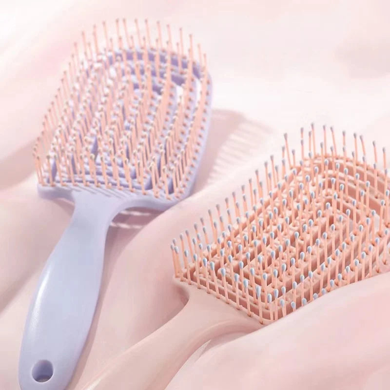 1Pcs Elastic Massage Comb Hollow Out Hair Brush Scalp Massage Combs Hair Styling Detangler Fast Blow Drying Detangling Tool