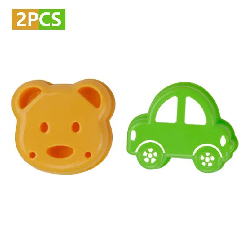 2pcs Sandwich Mould Bear Cat Rabbit Car Shaped Bread Mold Cake Biscuit Embossing Device Crust Cookie Cutter Baking Pastry Tools