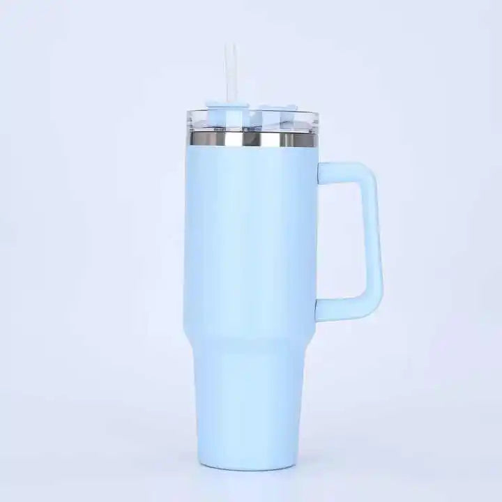 40oz Tumbler Vacuum Insulated Thermos Custom Travel Cup Stainless Steel Water Bottle Coffee Mugs With Handle Outdoor Drinkware