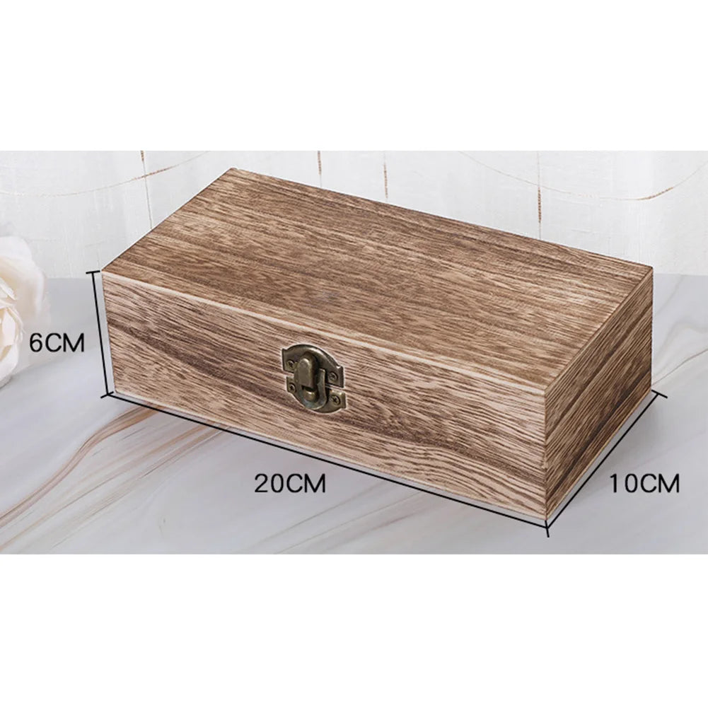 Rectangular Wooden Storage Box Retro Jewelry Box Desktop Organizer Wood Clamshell Container Wooden Gift Box