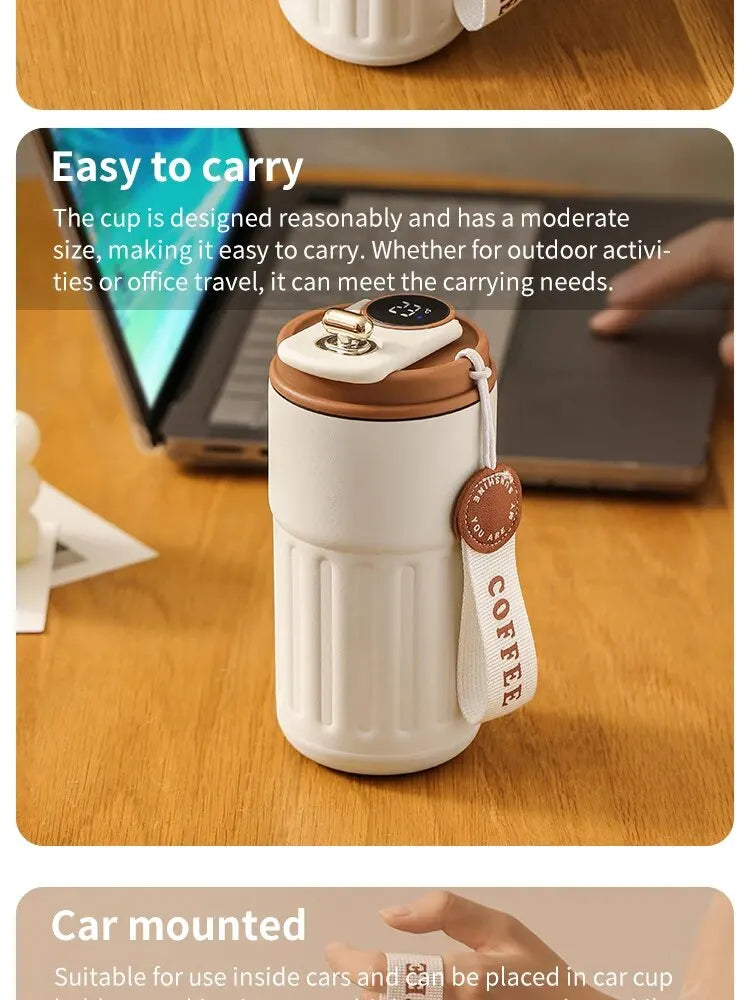 450ml Thermos Bottle Smart Display Temperature 316 Stainless Steel Vacuum Cup Office Coffee Cup Business Portable Thermal Mug