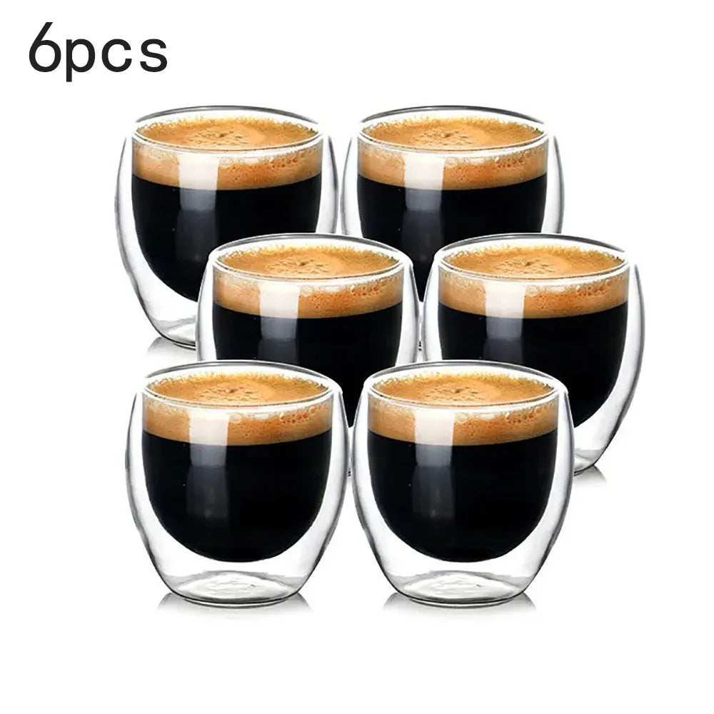 6PCS Double Wall Glass Water Cup Heat Resistant Coffee Set Beer Mug Tea Keep Hot And Cold Drinkware Insulated Glasses Cups