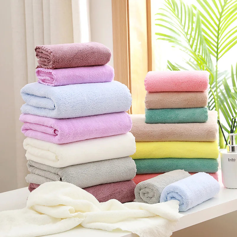 2PC Bath Towels Set Super Soft Highly Absorbent Quick-drying Coral Velvet Bath Towel For Adults Hotel & Spa Use