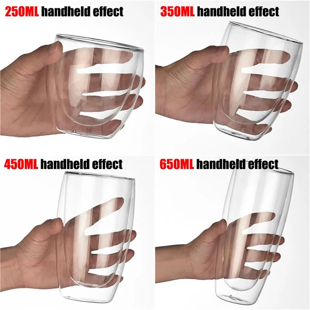 6PCS Double Wall Glass Water Cup Heat Resistant Coffee Set Beer Mug Tea Keep Hot And Cold Drinkware Insulated Glasses Cups