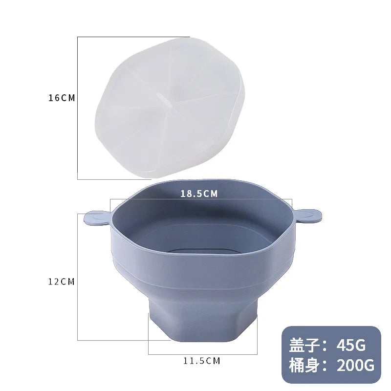 Silicone Microwave Popcorn Bowl Foldable Popcorn Maker Bucket Bowl with Lid Folding Large Capacity Popcorn Kitchen Baking Tools