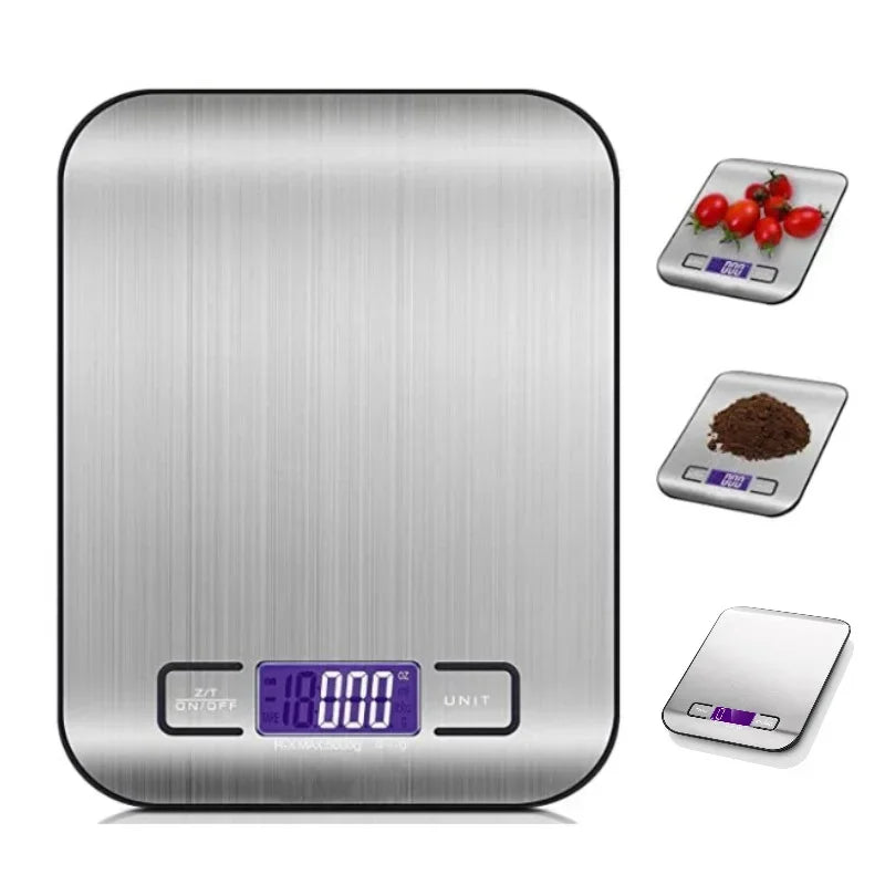 5/10KG Digital Kitchen Scale Stainless Steel Portable Kitchen Food Scale LED Display Electronic Jewelry Baking Weight Scales