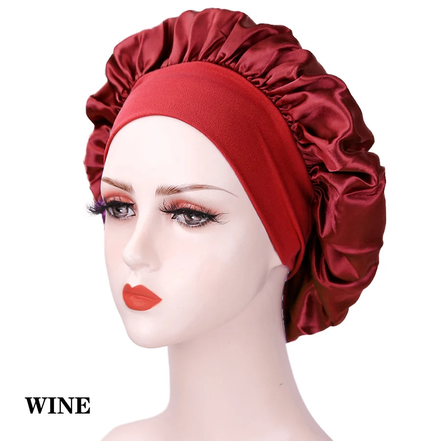 New 1pcs Silk Bonnet for Sleeping Round Haircare Women Shower Cap Head Shower Hat Hair Accessories Bathroom Products Hair Bonnet