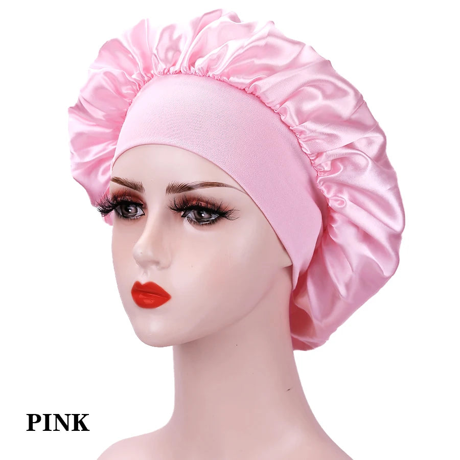 New 1pcs Silk Bonnet for Sleeping Round Haircare Women Shower Cap Head Shower Hat Hair Accessories Bathroom Products Hair Bonnet