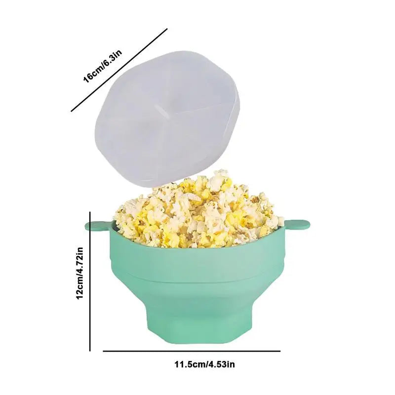 Silicone Microwave Popcorn Bowl Foldable Popcorn Maker Bucket Bowl with Lid Folding Large Capacity Popcorn Kitchen Baking Tools