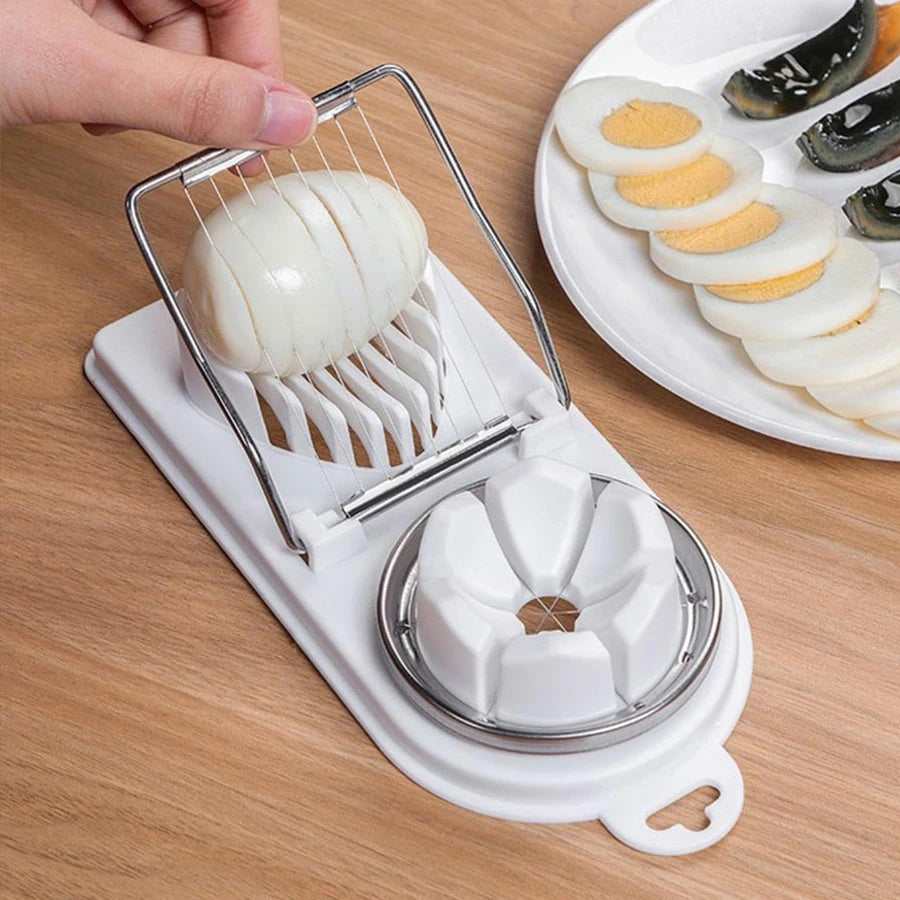 Multifunctional PP Base egg cutter 2-in-1 stainless steel wire pull egg cutter for hanging high-quality kitchen accessory tools