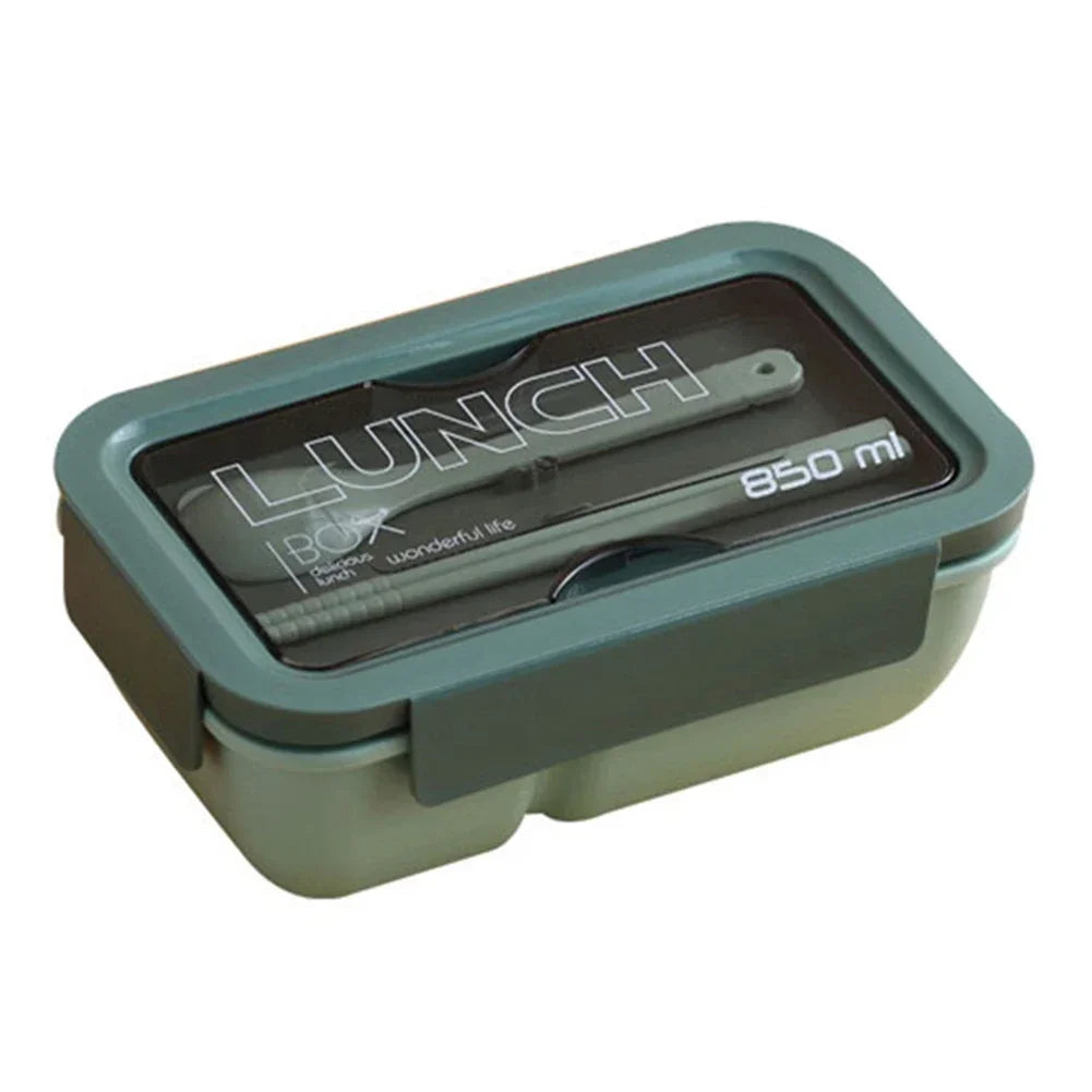 850ML Microwave Lunch Box with Spoon Chopsticks Dinnerware Food Storage Container Children Kid School Office Microwave Bento Box