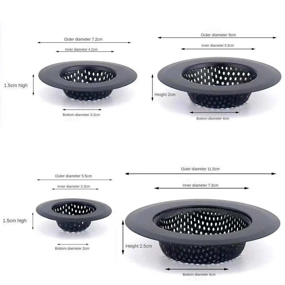 Stainless Steel Sink Strainer Black Anti Clog Mesh Trap Hair Clean Up With Handle Drain Filter Kitchen Bathroom Accessories