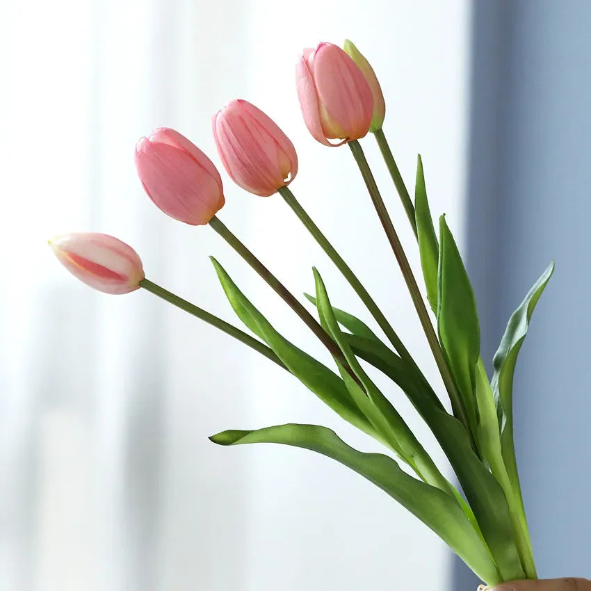 1/3/5PCS Tulips Artificial Flowers Real Touch Flowers Tulip Bouquet Decor Fake Tulips Flower for Home Wedding Decorations