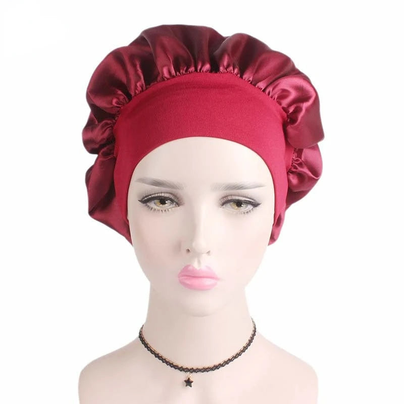 New 1pcs Silk Bonnet for Sleeping Round Haircare Women Shower Cap Head Shower Hat Hair Accessories Bathroom Products Hair Bonnet