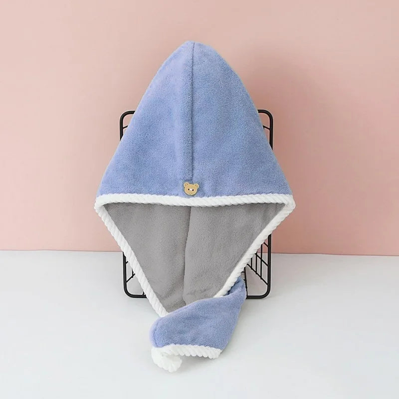 1pcs Women Hair Towel Wrap Drying Hair Turban Quick-dry Polyester Hair Towel Cap Hat Bath Hat Solid Towel Cap Super Absorption