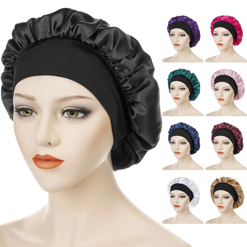 New 1pcs Silk Bonnet for Sleeping Round Haircare Women Shower Cap Head Shower Hat Hair Accessories Bathroom Products Hair Bonnet